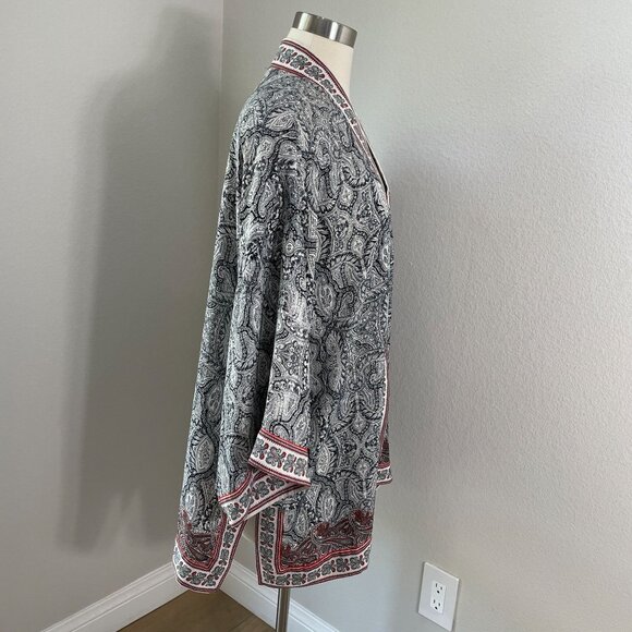 Max Studio Womens Plus 1X Open Front Paisley Kimono Cardigan Cover Up - Picture 3 of 12